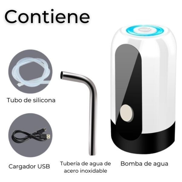 Dispensador de agua eléctrico recargable para garrafas y botellas grandes