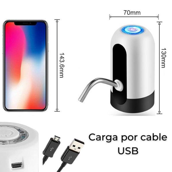 Dispensador de agua eléctrico recargable para garrafas y botellas grandes