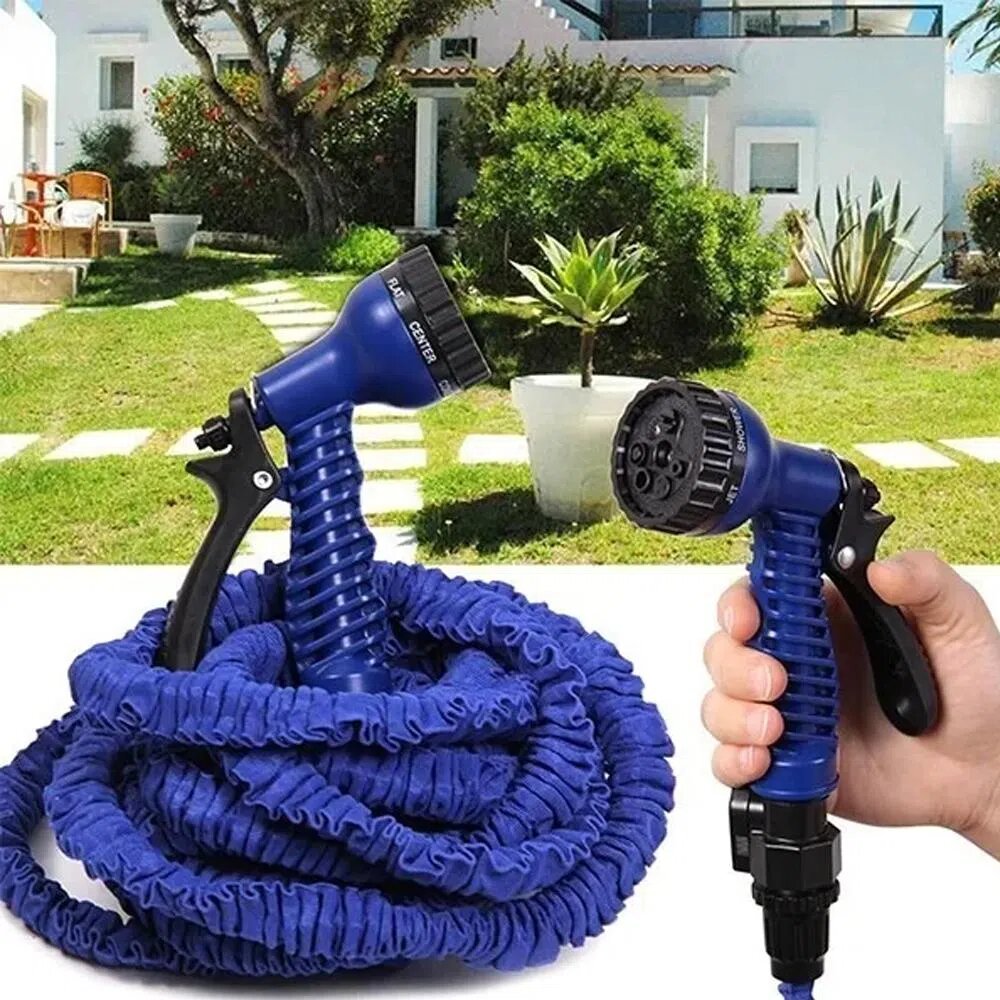 MANGUERA EXTENSIBLE 15 metros + pistola 7 chorros. Con envío gratis.